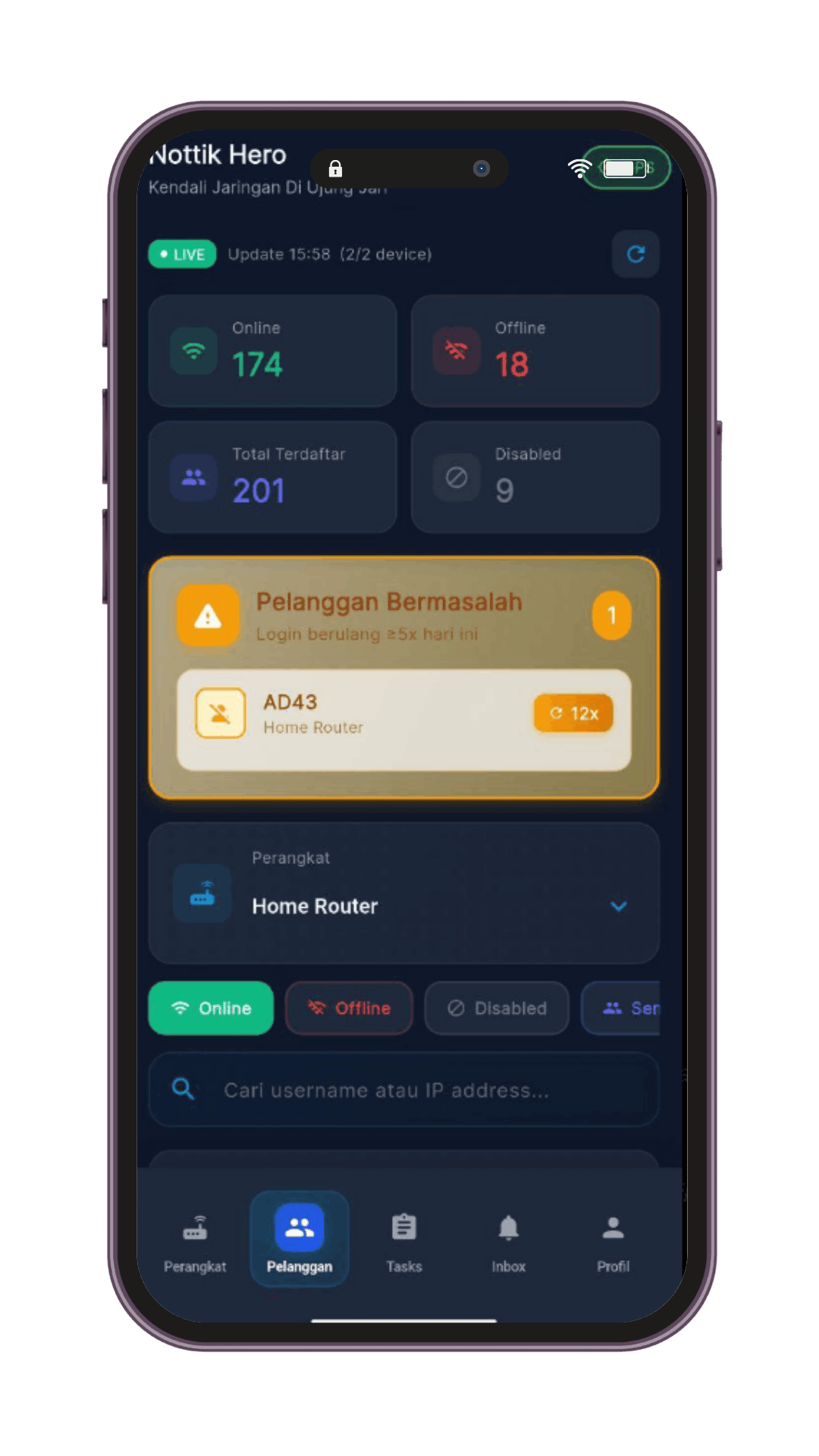 Detail aktivitas & notifikasi — Nottik Hero